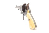 ENGRAVED & GOLD INLAID Antique BELGIAN Folding Trigger 9mm PINFIRE Revolver DOUBLE ACTION Sidearm w/HOLSTER & ANTIQUE IVORIES - 7 of 18