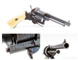 ENGRAVED & GOLD INLAID Antique BELGIAN Folding Trigger 9mm PINFIRE Revolver DOUBLE ACTION Sidearm w/HOLSTER & ANTIQUE IVORIES - 17 of 18