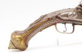 SILVER INLAD & ORNATE Antique MEDITERANEAN Style Flintlock HORSE Pistol
ENGRAVED Late-18th / Early 19th Century Pistol - 5 of 17