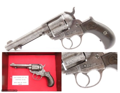 Antique LETTERED American Express Co. COLT M1877 LIGHTNING .38 DA Revolver
FACTORY LETTERED Double Action w/DISPLAY CASE