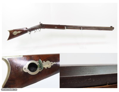 c1860 J. HARDING of LOWELL, MASSACHUSETTS Half Stock LONG RIFLE .44 Caliber Half-Round, Half-Octagonal Barrel, Double Set Triggers