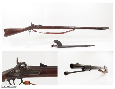 CIVIL WAR Antique UNION Military U.S. M1861 .58 “EVERYMAN’S” Rifle-Musket
With BAYONET, SCABBARD, and LEATHER FROG