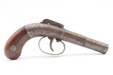 Engraved ALLEN & THURBER Antique BAR HAMMER Percussion Double Action Pistol CIVIL WAR ERA American Single Shot Sidearm - 2 of 16