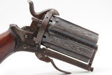 ENGRAVED Antique BELGIAN 9mm Pinfire LEFAUCHEUX Style PEPPERBOX RevolverNice FOLDING TRIGGER 6-Shot SELF DEFENSE Sidearm - 3 of 13