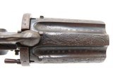 ENGRAVED Antique BELGIAN 9mm Pinfire LEFAUCHEUX Style PEPPERBOX RevolverNice FOLDING TRIGGER 6-Shot SELF DEFENSE Sidearm - 7 of 13