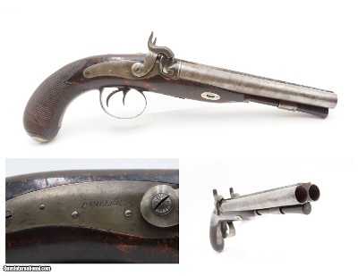 c1830s PHILADELPHIA, PENNSYLVANIA Antique HOWDAH Type Pistol PROSPER VALLEÉ Large .60 Caliber Sidearm for the Frontier