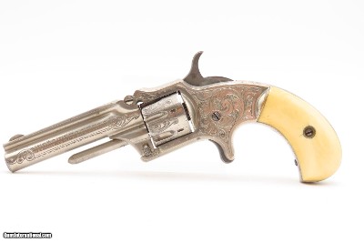 FACTORY ENGRAVED Antique MARLIN XX Standard M1873 Revolver ANTIQUE IVORIESDESIREABLE .22 Caliber Pocket Revolver GREAT SHAPE - Image 14 of 15