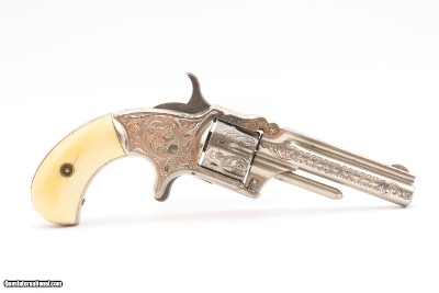 FACTORY ENGRAVED Antique MARLIN XX Standard M1873 Revolver ANTIQUE IVORIESDESIREABLE .22 Caliber Pocket Revolver GREAT SHAPE - Image 4 of 15