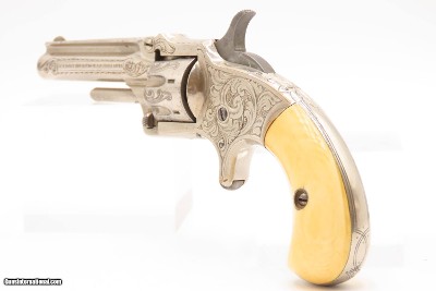 FACTORY ENGRAVED Antique MARLIN XX Standard M1873 Revolver ANTIQUE IVORIESDESIREABLE .22 Caliber Pocket Revolver GREAT SHAPE - Image 3 of 15