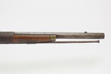 TACK DECORATED Antique NATIVE AMERICAN Flintlock Belgian TRADE MUSKET Early 19th Century with RAWHIDE BARREL BANDS - 3 of 25