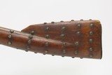 TACK DECORATED Antique NATIVE AMERICAN Flintlock Belgian TRADE MUSKET Early 19th Century with RAWHIDE BARREL BANDS - 24 of 25