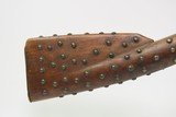 TACK DECORATED Antique NATIVE AMERICAN Flintlock Belgian TRADE MUSKET Early 19th Century with RAWHIDE BARREL BANDS - 7 of 25