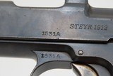 STEYR M1911 CHILEAN Contract 9mm SEMI-AUTOMATIC Pistol C&R CHILEAN CREST
SCARCE; 1 of 5,000 AUSTRIAN Made MILITARY Pistols - 17 of 20