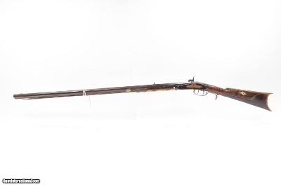 INSCRIBED 1860s ATHENS, OHIO Antique ALANSEN COOLEY LONG RIFLE .32 CaliberMaple Stock, Brass Patchbox, Double Set Triggers - Image 24 of 25