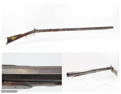 INSCRIBED 1860s ATHENS, OHIO Antique ALANSEN COOLEY LONG RIFLE .32 Caliber
Maple Stock, Brass Patchbox, Double Set Triggers