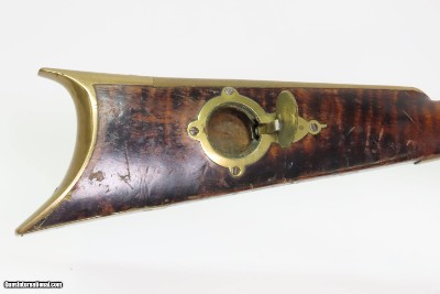 INSCRIBED 1860s ATHENS, OHIO Antique ALANSEN COOLEY LONG RIFLE .32 CaliberMaple Stock, Brass Patchbox, Double Set Triggers - Image 9 of 25