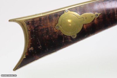 INSCRIBED 1860s ATHENS, OHIO Antique ALANSEN COOLEY LONG RIFLE .32 CaliberMaple Stock, Brass Patchbox, Double Set Triggers - Image 8 of 25