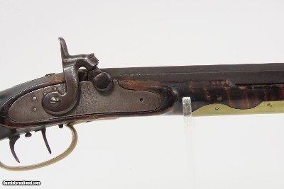 INSCRIBED 1860s ATHENS, OHIO Antique ALANSEN COOLEY LONG RIFLE .32 CaliberMaple Stock, Brass Patchbox, Double Set Triggers - Image 6 of 25