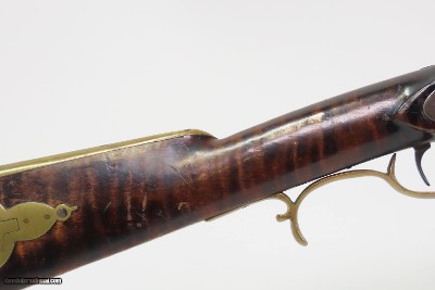 INSCRIBED 1860s ATHENS, OHIO Antique ALANSEN COOLEY LONG RIFLE .32 CaliberMaple Stock, Brass Patchbox, Double Set Triggers - Image 7 of 25