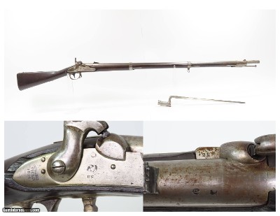 Antique U.S. SPRINGFIELD M1816 HEWES & PHILLIPS Conversion Musket w/BAYONET CIVIL WAR Era NICE 1863 “Bolster” Conversion