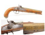 LIEGE PROOFED Mid-1800s Antique BRASS BARREL “Manstopper” PERCUSSION Pistol Lightly Engraved Impressive .69 Smoothbore 19th Century Sidearm - 1 of 20