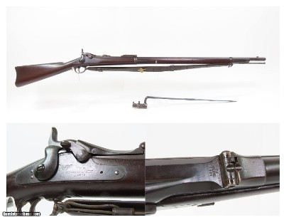 INDIAN WARS Antique U.S. SPRINGFIELD M1879 Breech Loader TRAPDOOR w/BAYONET With SOCKET BAYONET and LEATHER SLING