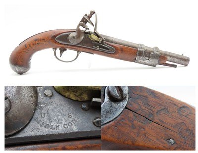 Antique ASA WATERS U.S. M1836 .54 Smoothbore FLINTLOCK Pistol w/CARTOUCHES STANDARD ISSUE of the MEXICAN-AMERICAN WAR!