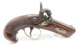 ENGRAVED & SILVER Mounted Antique DERINGER Percussion Pistol KILLED LINCOLN Henry Deringer’s Famous Pocket Pistol GERMAN SILVER - 1 of 13