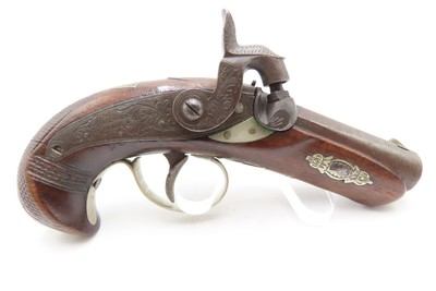 ENGRAVED & SILVER Mounted Antique DERINGER Percussion Pistol KILLED LINCOLN Henry Deringer’s Famous Pocket Pistol GERMAN SILVER