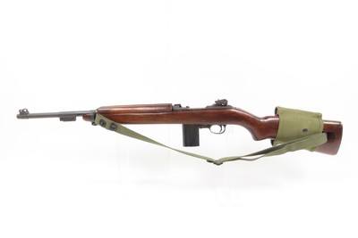 WORLD WAR II Era U.S. INLAND M1 Carbine SEMI-AUTOMATIC Light Rifle WWII C&R w/WEB SLING, OILER, and 1943 DUAL MAGAZINE POUCH - Image 18 of 23