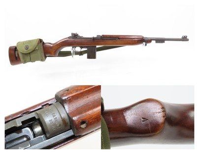 WORLD WAR II Era U.S. INLAND M1 Carbine SEMI-AUTOMATIC Light Rifle WWII C&R w/WEB SLING, OILER, and 1943 DUAL MAGAZINE POUCH