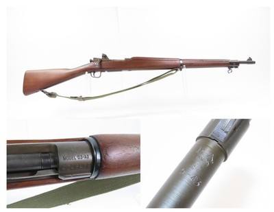 WORLD WAR II U.S. Remington M1903A3 Bolt Action C&R .30-06 Rifle WEB SLING
Made in 1943 “R.A. / FLAMING BOMB / 9-43” Barrel