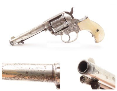 ENGRAVED Antique COLT M1877 “THUNDERER” .41 DA Revolver PEARL GRIP Hartford Made Double Action Revolver Mfg. in 1882