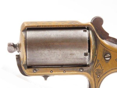 c1876 Antique JAMES REID My Friend KNUCKLE DUSTER .32 RF Revolver ENGRAVEDCatskill, New York BRASS KNUCKLE-PISTOL Combination - Image 4 of 14