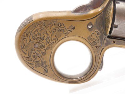 c1876 Antique JAMES REID My Friend KNUCKLE DUSTER .32 RF Revolver ENGRAVEDCatskill, New York BRASS KNUCKLE-PISTOL Combination - Image 13 of 14