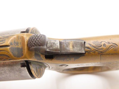 c1876 Antique JAMES REID My Friend KNUCKLE DUSTER .32 RF Revolver ENGRAVEDCatskill, New York BRASS KNUCKLE-PISTOL Combination - Image 8 of 14