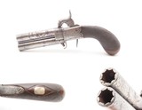 BRITISH Antique SUPERPOSED-SWIVEL BARREL Pistol .40 BOOT or POCKET Hideout1800s ENGLISH Folding Trigger Sidearm - 1 of 16