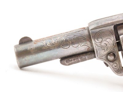 ENGRAVED, SILVER PLATED Antique COLT NEW LINE .32 RF Revolver PEARL GRIP1874 Mfr. “GILDED AGE” Sidearm - Image 5 of 17