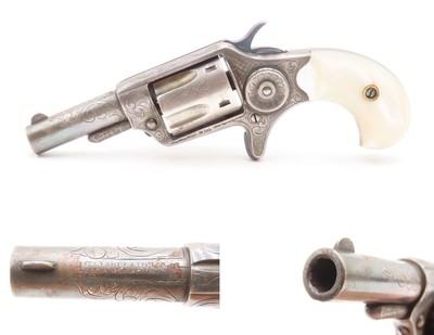 ENGRAVED, SILVER PLATED Antique COLT NEW LINE .32 RF Revolver PEARL GRIP
1874 Mfr. “GILDED AGE” Sidearm