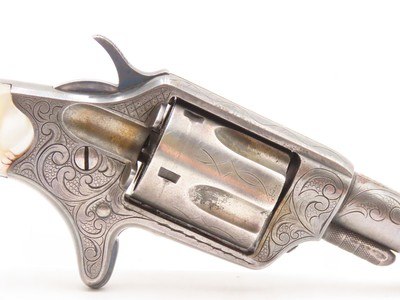 ENGRAVED, SILVER PLATED Antique COLT NEW LINE .32 RF Revolver PEARL GRIP1874 Mfr. “GILDED AGE” Sidearm - Image 16 of 17