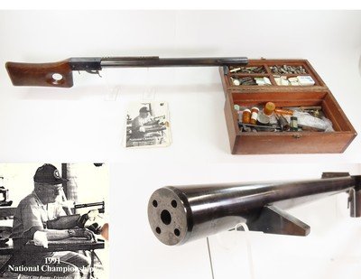 CUSTOM Black Powder UNDERHAMMER BENCH REST .50 Cal. Percussion SLUG Rifle
With Custom TOOL CHEST, DOCUMENTATION, and MANY ACCESSORIES