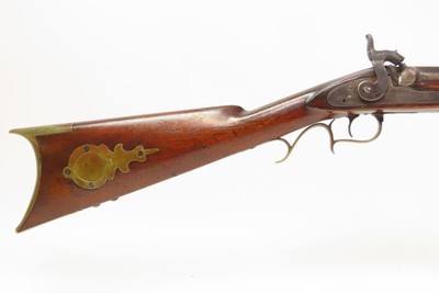 ENGRAVED Antique Wm. WINGERT Half Stock Percussion HOMESTEAD/HUNTING RifleGAME GETTING .40 Caliber Rifle w/HENRY PARKER LOCK - Image 5 of 23