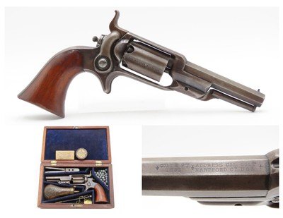 CASED Antique CIVIL WAR Era COLT M1855 ROOT Side-Hammer PERCUSSION Revolver Side-hammer Revolver Made in 1861 with ACCESSORIES