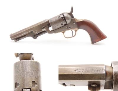 c1855 mfr. Pre-CIVIL WAR Antique COLT Model 1849 POCKET Revolver .31 5-Shot With Stagecoach Robbery Cylinder Scene!