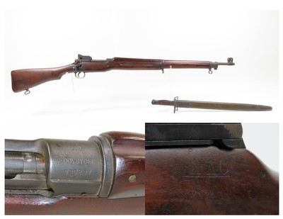 WORLD WAR I Era U.S. EDDYSTONE M1917 .30-06 Bolt Action C&R Rifle w/BAYONET 1918 FLAMING BOMB Marked .30.06 Caliber WWI Rifle