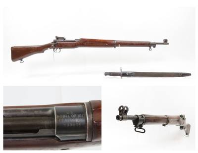 WORLD WAR I Era REMINGTON U.S. M1917 Bolt Action C&R MILITARY Rifle .30-06
With a REMINGTON Pattern 1913 BAYONET & SCABBARD