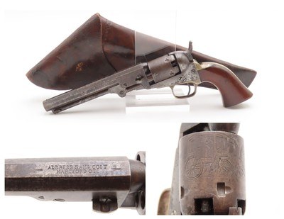 ANTEBELLUM Antique CIVIL WAR Era COLT M1849 Perc. POCKET Revolver w/HOLSTER 1860 mfg. Civil War Revolver Used into the WILD WEST