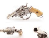 Engraved BELGIAN .32 Self-Defense DA Revolver C&R NICKEL PLATED & BONE GRIP Early 20th Century CONCEAL & CARRY Revolver - 1 of 18