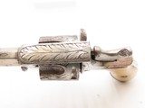 Engraved BELGIAN .32 Self-Defense DA Revolver C&R NICKEL PLATED & BONE GRIP Early 20th Century CONCEAL & CARRY Revolver - 7 of 18