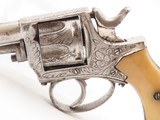 Engraved BELGIAN .32 Self-Defense DA Revolver C&R NICKEL PLATED & BONE GRIP Early 20th Century CONCEAL & CARRY Revolver - 4 of 18
